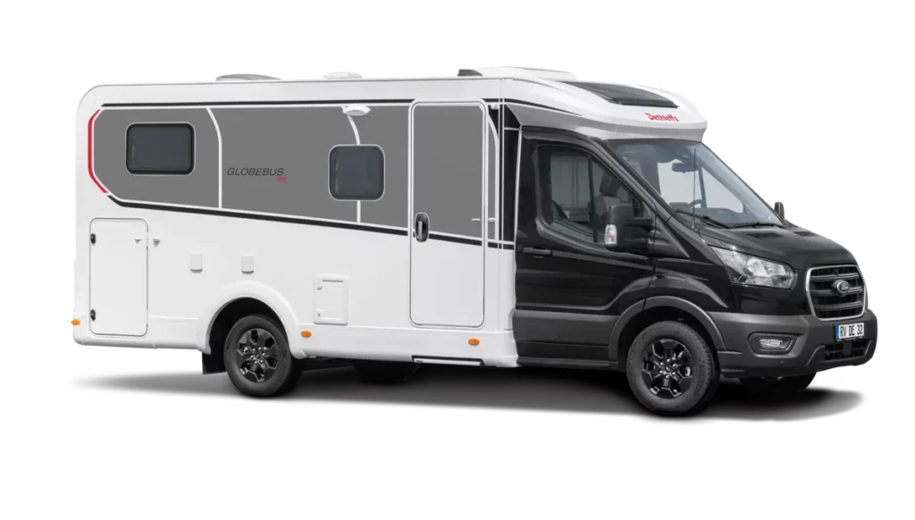 Dethleffs Globebus Go Teilintegrierter von vorne mit dunkler Frontpartie
