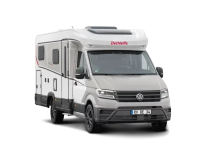 Dethleffs Globebus Teilintegrierter von vorne mit Dachfenster