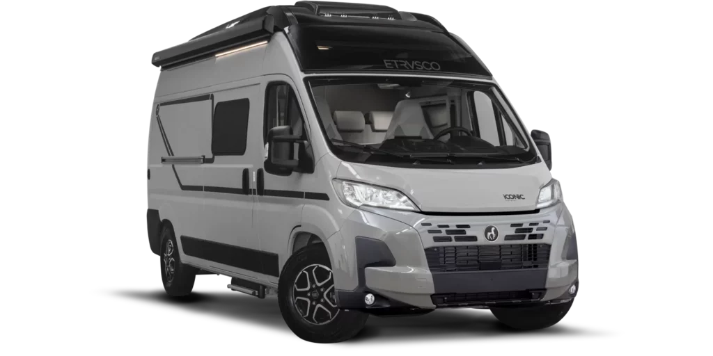 Etrusco CV Plus Campervan von vorne links mit ausgefahrenem Markise