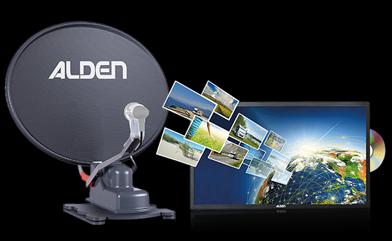 Alden Satellitenschüssel mit Fernseher und Erdball